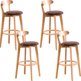 Natural Round Beech Cotton Backrest Wood Bar Stool Image - 51