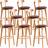 Natural Round Beech Cotton Backrest Wood Bar Stool Image - 53