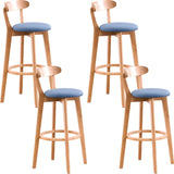 Natural Round Beech Cotton Backrest Wood Bar Stool Image - 56