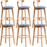 Natural Round Beech Cotton Backrest Wood Bar Stool Image - 57