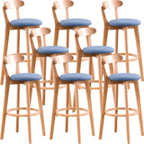 Natural Round Beech Cotton Backrest Wood Bar Stool Image - 58