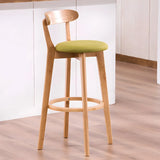 Natural Round Beech Cotton Backrest Wood Bar Stool Image - 59