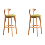 Natural Round Beech Cotton Backrest Wood Bar Stool Image - 60