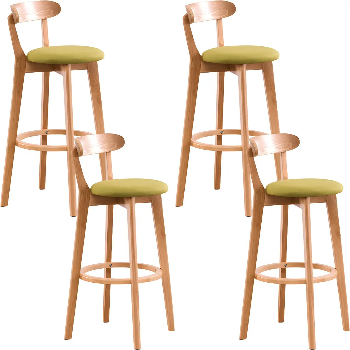 Natural Round Beech Cotton Backrest Wood Bar Stool Image - 61