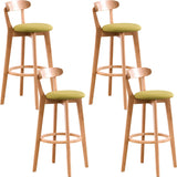 Natural Round Beech Cotton Backrest Wood Bar Stool Image - 61