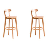 Natural Round Beech Cotton Backrest Wood Bar Stool Image - 65