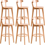 Natural Round Beech Cotton Backrest Wood Bar Stool Image - 67