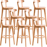 Natural Round Beech Cotton Backrest Wood Bar Stool Image - 68