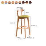 Natural Round Beech Cotton Backrest Wood Bar Stool #size