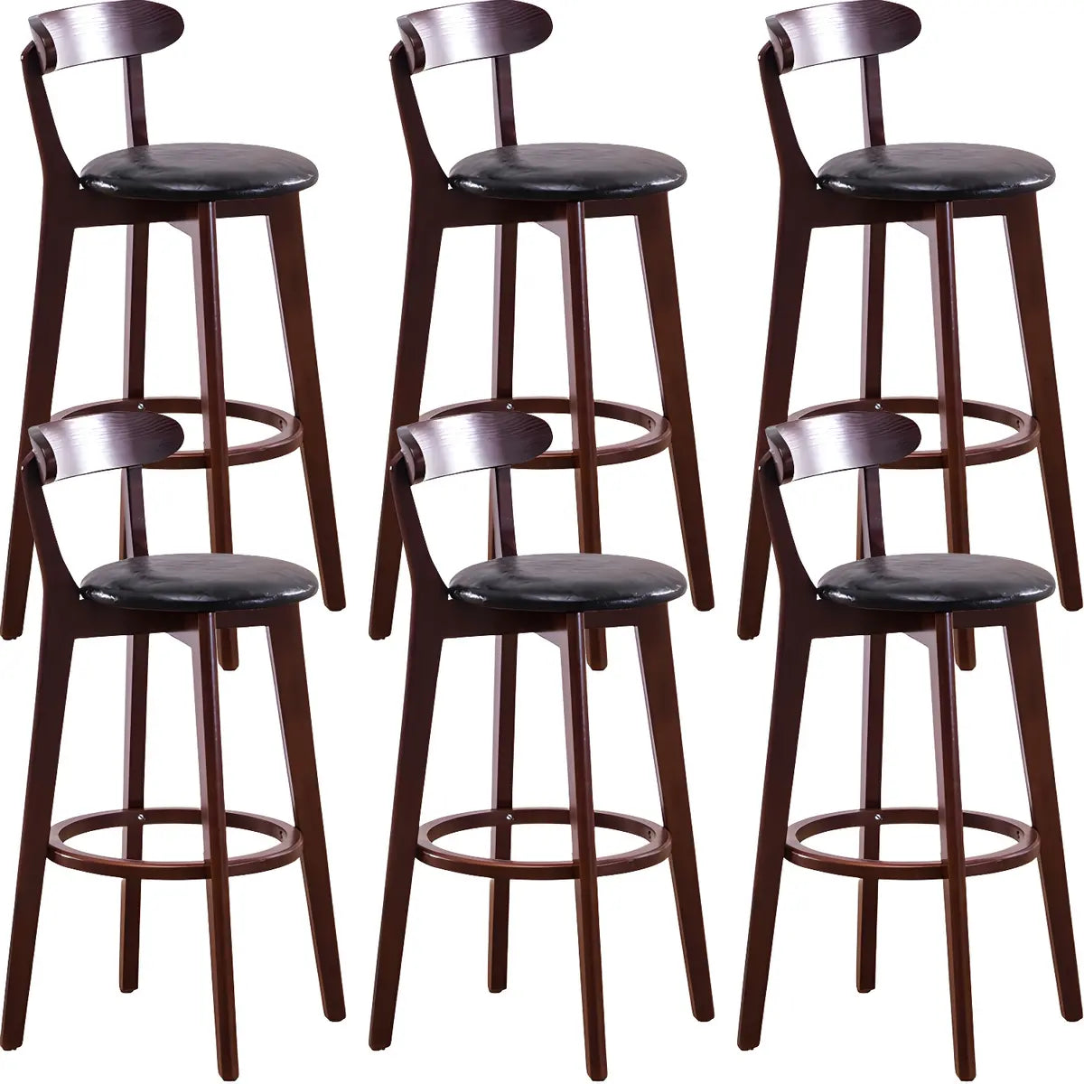 Natural Round Beech Cotton Backrest Wood Bar Stool Image - 7