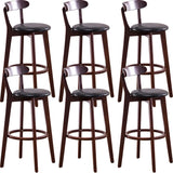 Natural Round Beech Cotton Backrest Wood Bar Stool Image - 7