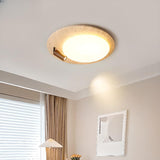 Natural Round Stone Flush Mount Ceiling Light Bedroom Image - 1