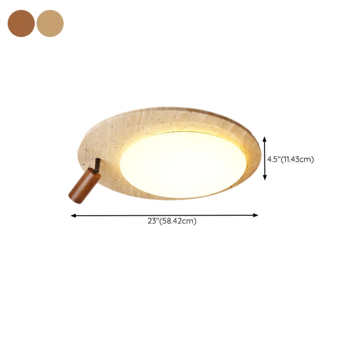 Natural Round Stone Flush Mount Ceiling Light Bedroom 