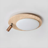 Natural Round Stone Flush Mount Ceiling Light Bedroom Image - 7