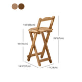 Natural Round Wood Folding Backrest Counter Bar Stools Image - 19