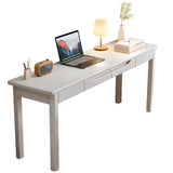 Natural Rubberwood Drawers Rectangle Writing Desk Image - 5