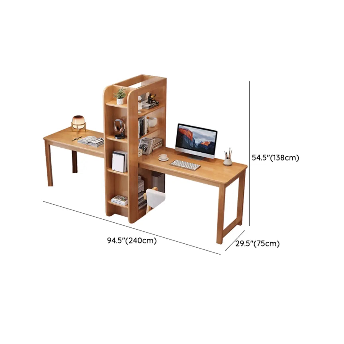 Natural Rubberwood Tableside Storage Writing Desk Image - 13