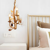 Natural Rustic Bedroom Branch Bird Nest Candle Chandelier Image - 1