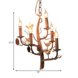 Natural Rustic Bedroom Branch Bird Nest Candle Chandelier Image - 8