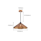 Natural Slatted Solid Wood Cone Pendant Light #size