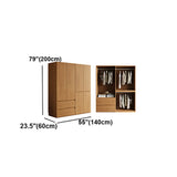 Natural Soft Close Cabinet Door Armoire with Rod and Shelves Image - 11