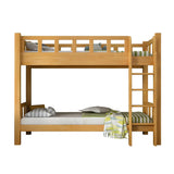 Natural Solid Wood Space-Saving Bunk Bed with Headboard Image - 10