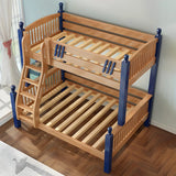 Natural Solid Wood Storage Kids Bunk Bed with Shelves Image - 4