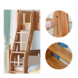 Natural Solid Wood Storage Kids Bunk Bed with Shelves Image - 6