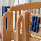 Natural Solid Wood Storage Kids Bunk Bed with Shelves Image - 9