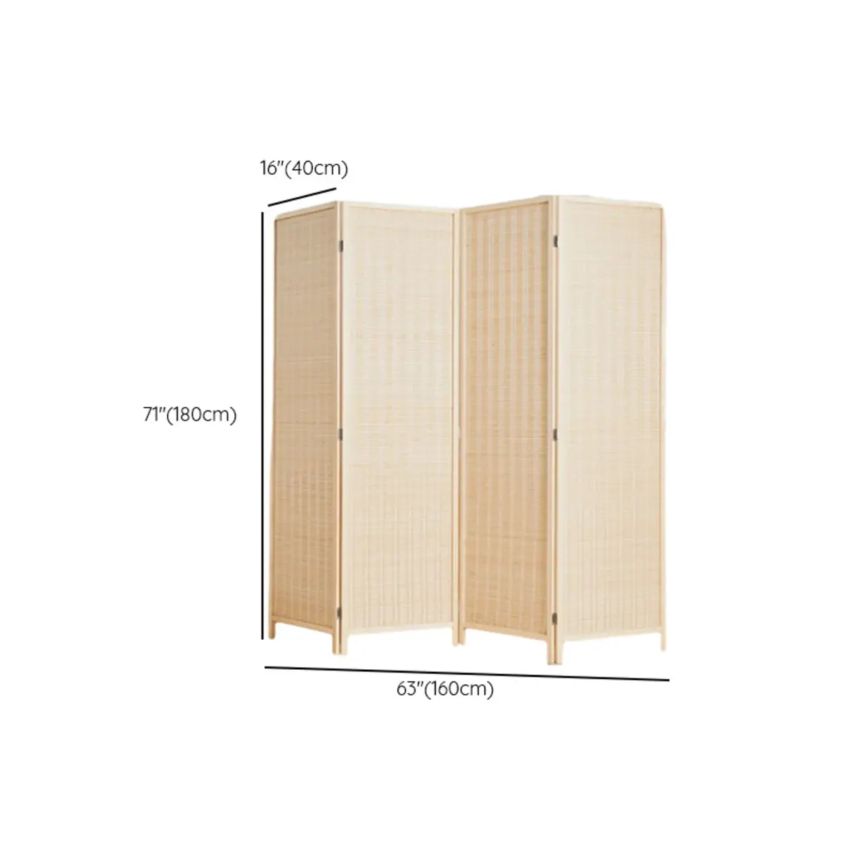 Natural Square Bamboo Privacy Foldable Room Divider Image - 11