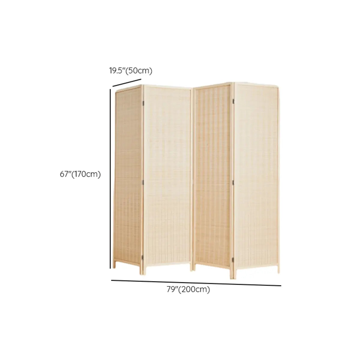 Natural Square Bamboo Privacy Foldable Room Divider Image - 12