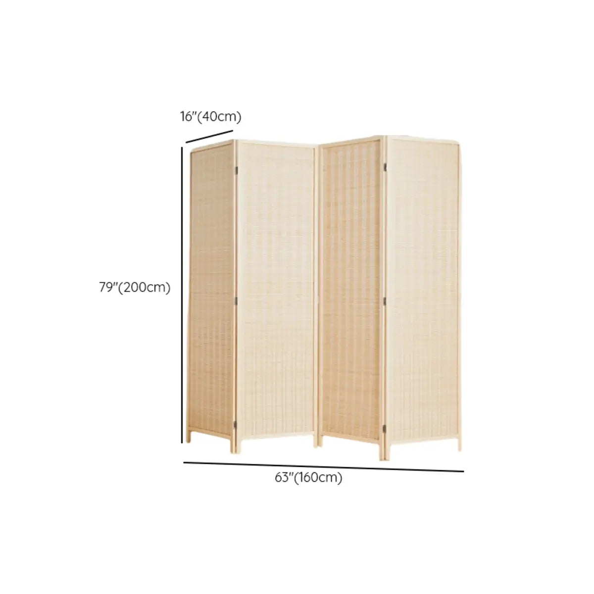 Natural Square Bamboo Privacy Foldable Room Divider Image - 13