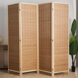 Natural Square Bamboo Privacy Foldable Room Divider Image - 3