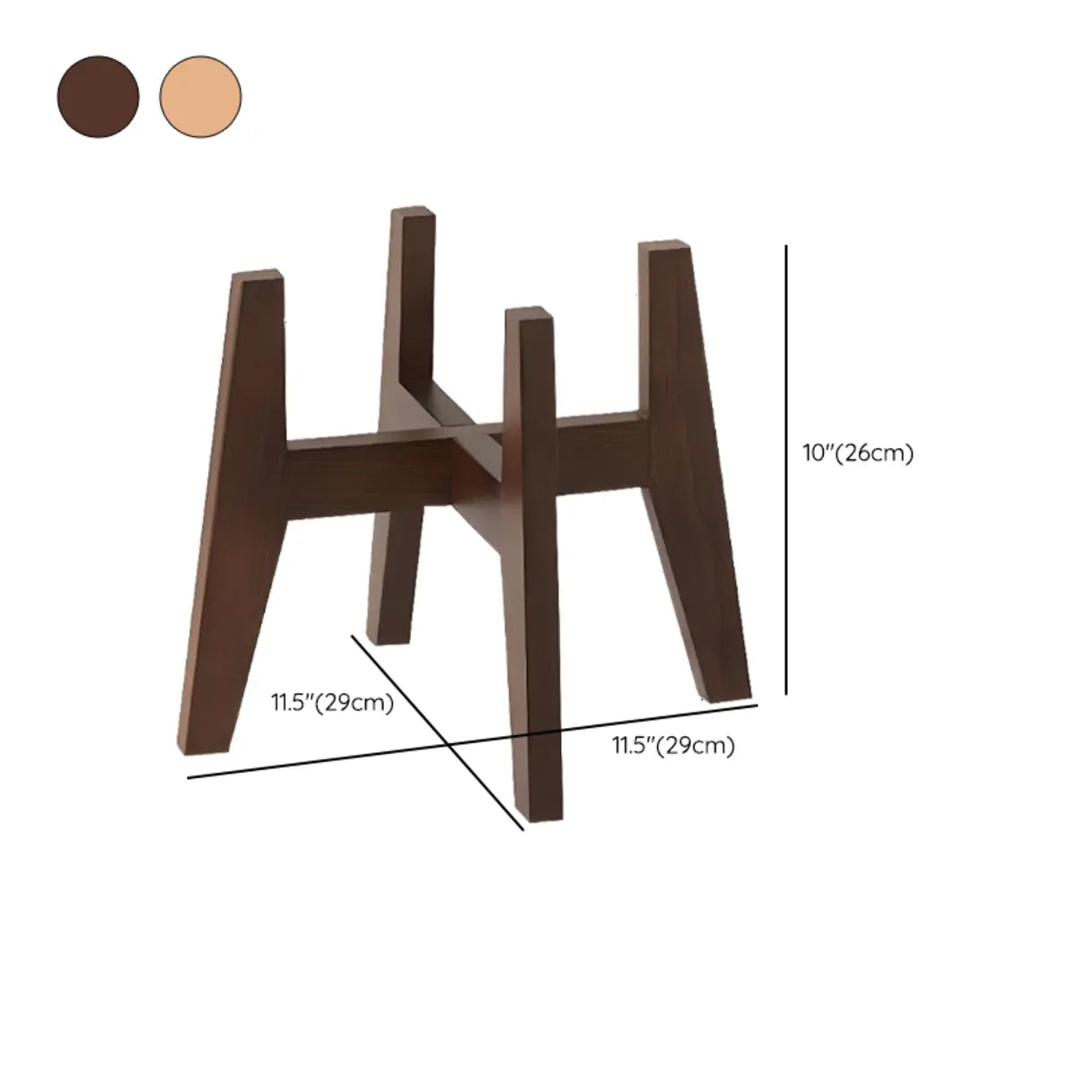 Natural Square Beech Wood Tetrapod Small Plant Stand 