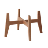 Natural Square Beech Wood Tetrapod Small Plant Stand Image - 7