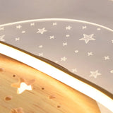 Natural Triangle Ring Wood Round LED Flush Mount Light Image - 10