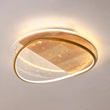 Natural Triangle Ring Wood Round LED Flush Mount Light Image - 6