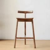 Natural Tripod Ash Wood Fabric Seating Armless Bar Stool Image - 1