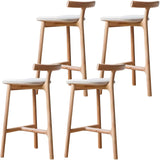 Natural Tripod Ash Wood Fabric Seating Armless Bar Stool Image - 17