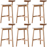 Natural Tripod Ash Wood Fabric Seating Armless Bar Stool Image - 18