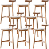 Natural Tripod Ash Wood Fabric Seating Armless Bar Stool Image - 19