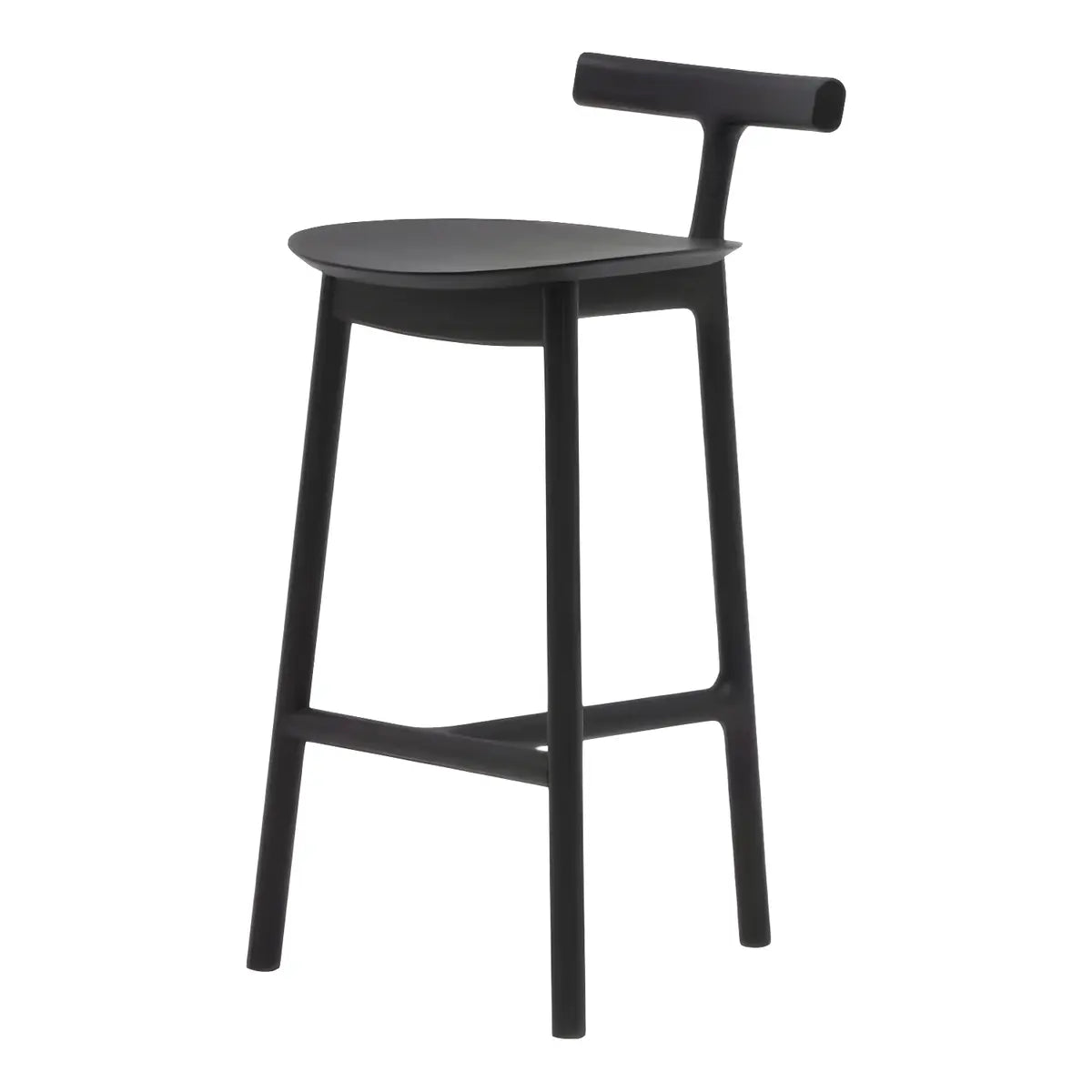 Natural Tripod Ash Wood Fabric Seating Armless Bar Stool Image - 2