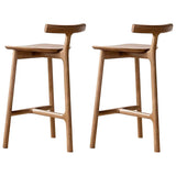 Natural Tripod Ash Wood Fabric Seating Armless Bar Stool Image - 20