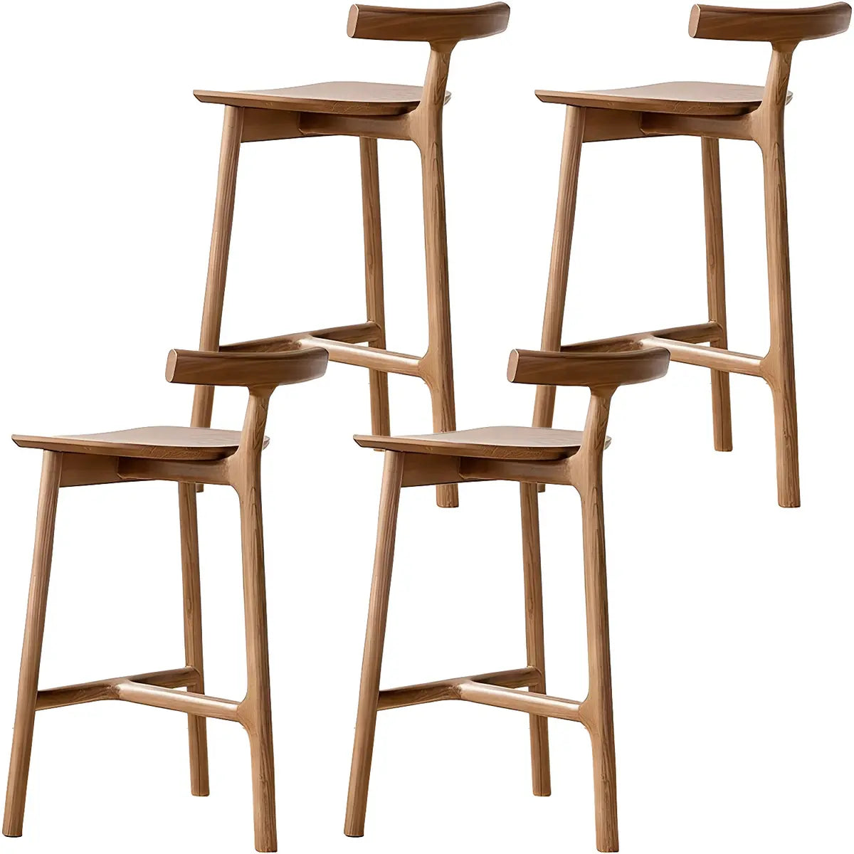 Natural Tripod Ash Wood Fabric Seating Armless Bar Stool Image - 21