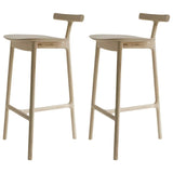 Natural Tripod Ash Wood Fabric Seating Armless Bar Stool Image - 24