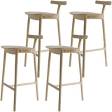 Natural Tripod Ash Wood Fabric Seating Armless Bar Stool Image - 25