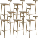 Natural Tripod Ash Wood Fabric Seating Armless Bar Stool Image - 27