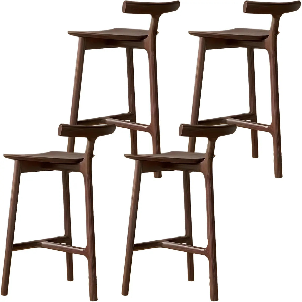 Natural Tripod Ash Wood Fabric Seating Armless Bar Stool Image - 29