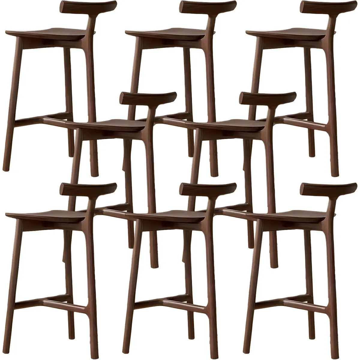 Natural Tripod Ash Wood Fabric Seating Armless Bar Stool Image - 31