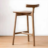 Natural Tripod Ash Wood Fabric Seating Armless Bar Stool Image - 5